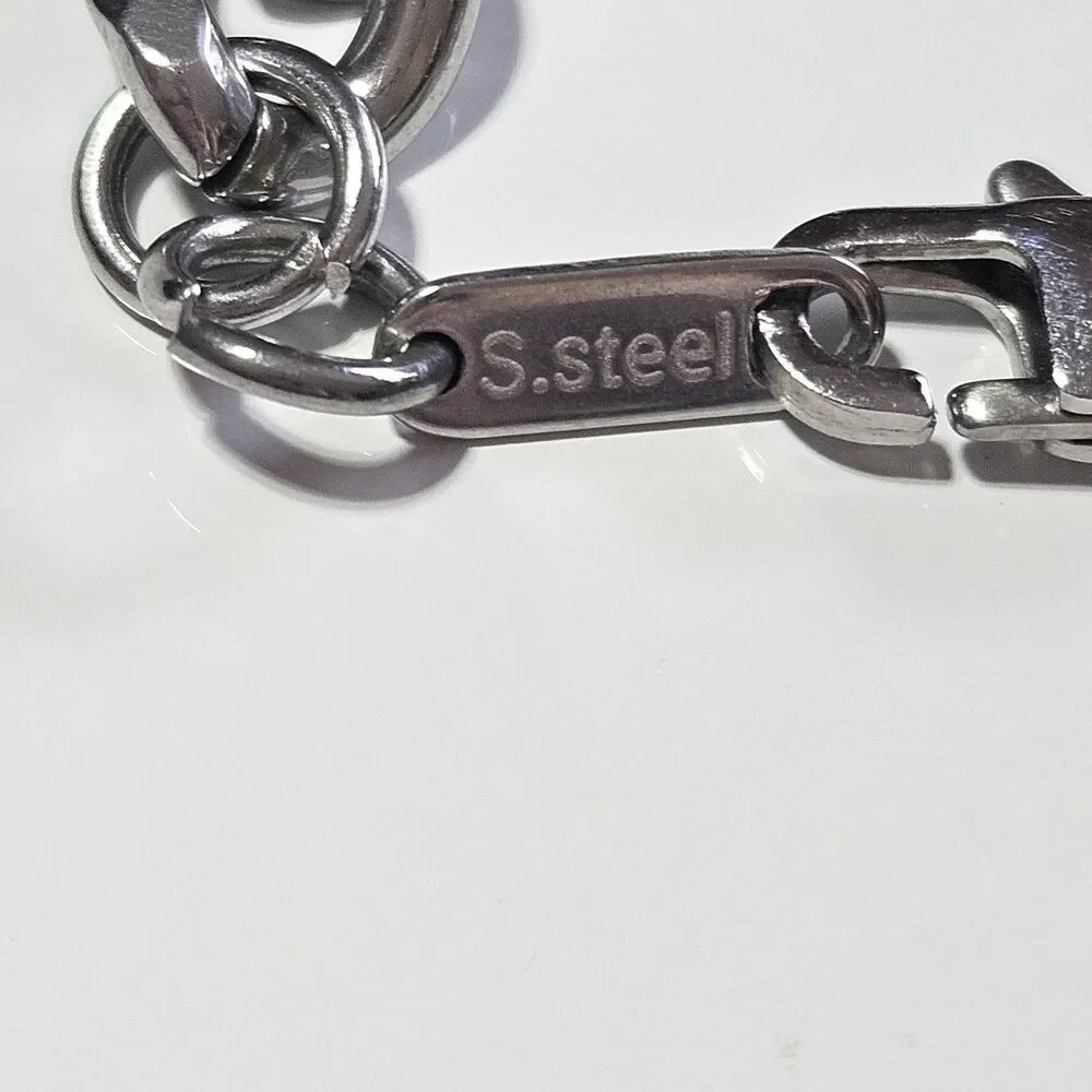 Men's Solid Polished Stainless Steel Cuban link Bracelet 8.5